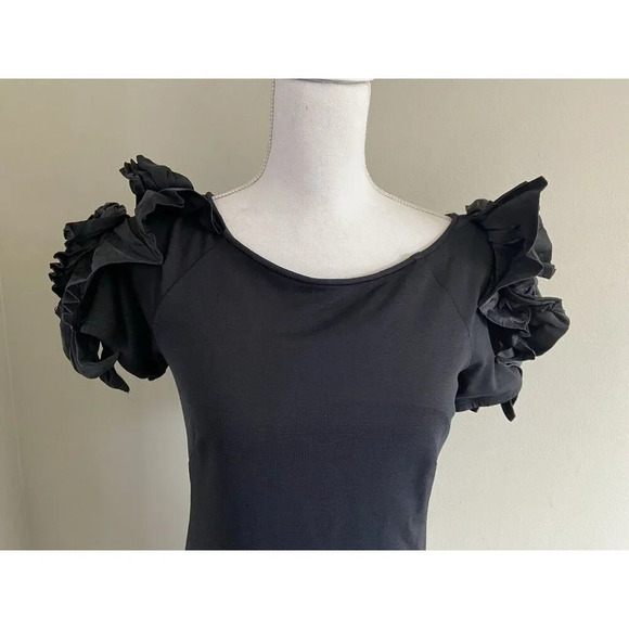 See By Chloe Dress Sheath Silk Ruffle Sleeve Black Size Small S *no size tag* - Picture 2 of 7